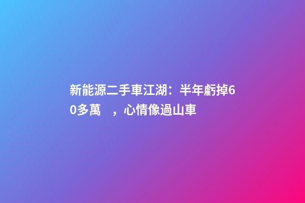 新能源二手車江湖：半年虧掉60多萬，心情像過山車